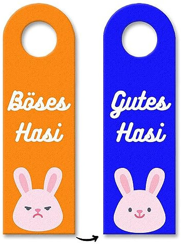 Gutes Hasi - Böses Hasi Hasen Türhänger in orange-blau Hase Türschild Ostern Türanhänger niedlich aus Filz mit Kosewort für die Zimmertüre um seine Laune zu zeigen Freundin