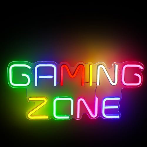 GAMING ZONE Neon Schild Gamer Neon Licht Led Gaming Zimmer Deko USB Letter Game Neon-Licht Neonlicht Gaming Wand Dekor für Spielzimmer Teenager Geschenk