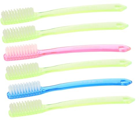 Zahnbürste Hart für Erwachsene, 6 Stück-Pack mit Großem Kopf, Nylon | Anti Rutsch Design, Harte Borsten für Reinigung, Kunststoffgriff, für Reise und Alltag, Zufällige Lieferung