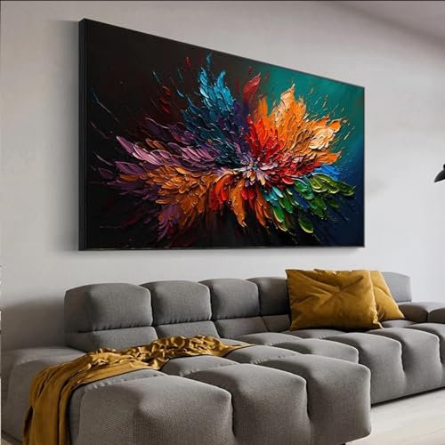 dsdsgog Peinture de fleurs en fleurs sur toile, grand art mural abstrait, texture colorée, affiches de décoration de salon, photo 80 x 160 cm sans cadre