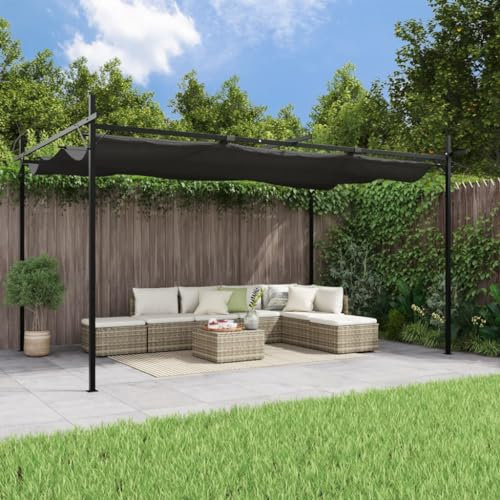 BaraSh Pérgola con Cubierta retráctil Gris Antracita 395x292x230 cm pergolas de Jardin Madera pergolas de Madera
