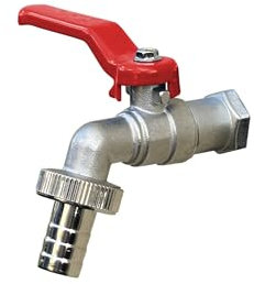 H2O-Flex® Kugelhahn Kugelauslaufhahn mit 1/2 Aussengewinde AG Wandanschluss Wasserhahn mit Schlauchanschluss Außenzapfstelle/Zapfhahn für Regentonnen/Absperrhahn/Rot