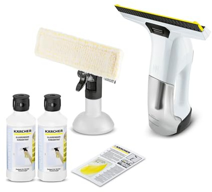 Kärcher WV 6 Plus Fenstersauger weiß (inkl. Zubehör,100 min Akkulaufzeit, Fensterreiniger für Fenster, Fliesen, Dusche und Vitrinen) (inkl. 2x Glasreiniger RM 500)