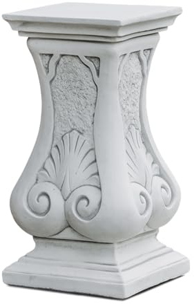 gartendekoparadies.de Podest mit Verzierungen, Steinsockel aus Steinguss, H. 51 cm, Stellfläche 25 x 25 cm, 46 kg, Grau, Frostsicher für Außenbereich