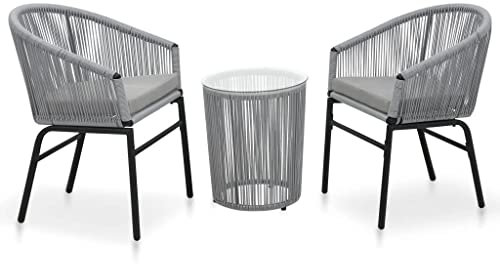 DYRJDJWIDHW bodensofa,palettenmöbel,gartenmöbel Rattan wetterfest,3-TLG. Bistro-Set mit Kissen PE-Rattan GrauGeeignet für Garten, Swimmingpool, Wohnzimmer, Terrasse