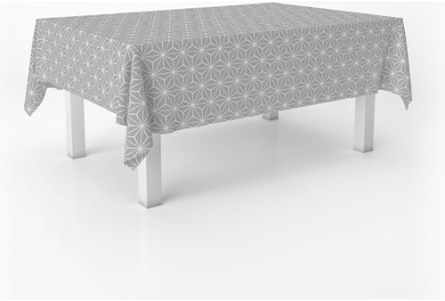 ECOMMERC3 Nappe en Toile cirée rectangulaire Taille 240x140 cm - Style, durabilité et Facile d'entretien pour Votre Table - Nappe en Toile cirée Anti-Taches et imperméable Polygon Gris