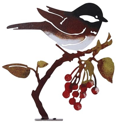 Mnaocz Metal Bird Garden Decor,Unique Birds Craft Statue Ornaments Fence Topper Decor,Bird Silhouette with Rusty Patina,Iron Birds Metal Yard Art for Garden Outdoor Wall Decor Gifts(Red)