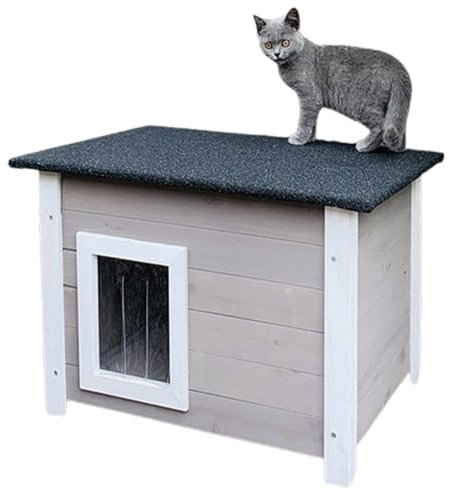 Casetta Gatto Esterno A 1/2 Piano, Casetta Per Gatti In Legno Cuccia Da Esterno Casa Per Gatti Con Porta E Tetto，Rifugio Per Gatti Selvatici In Legno Resistente Alle Intemperie(Size:1 layer)