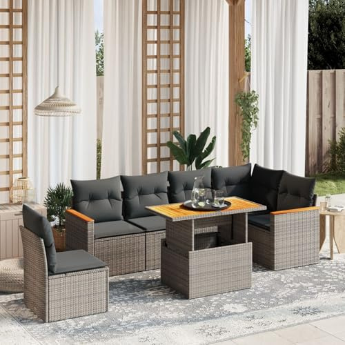Amorsee Balkon Lounge Verstellbare Tischplatte Loungemöbel Balkon Sofa Rattan Gartensofa Gartenlounge Klein Ecklounge Lounge Möbel Outdoor Gartenmöbel Ecksofa Balkonmöbel Balkonsofa