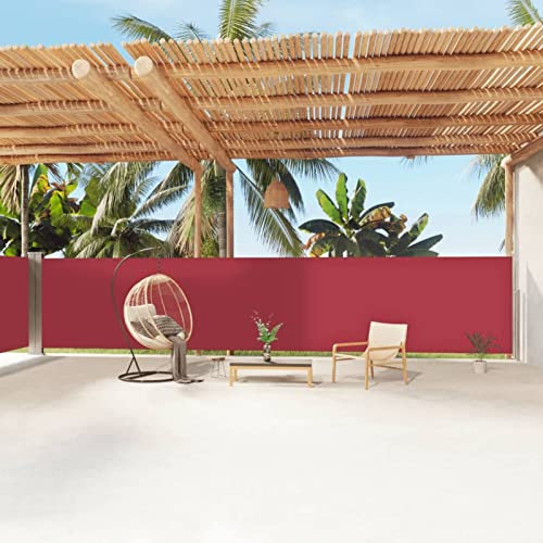 Iiaky Seitenmarkise Ausziehbar Rot 160x1200 cm Balkon Sichtschutz Sonnenschutz Terrasse Sichtschutz FüR Den Garten Senkrechtmarkise AußEn