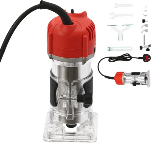 DAOHHFO Wood Trimmer, 220V Electric Hand Trimmer, 800W Hand Held Woodwork Routers 30000RPM Router Table 6.35MM Electric Wood Hand Trimmer Laminator Router Table, for DIY Woodworking
