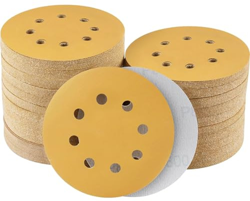 Sruhrak 100 Stück Schleifpapier 125mm Klett 800 Körnung | Runde Schleifscheiben Set für Exzenterschleifer zum Schleifen von Holz, Metall und Farbanstrichen