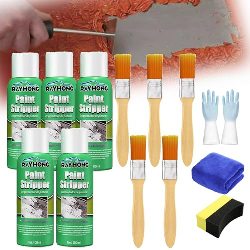 Rayhong Paint Stripper, Ray Hong Paint Stripper, Rayhong Efficient Automotive Paint Stripper, Paint Remover for Metal, Wall Graffiti Correction Removal, for Metal and Wood (5pcs)