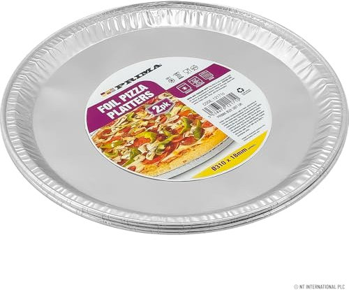 Pack of 12 Foil Pizza Platters - Disposable Pizza Trays, Large Round Plate, Pan | Suitable for Fridge, Freezer & Oven Baking | Ideal for Home, Kitchen, Restaraunts & Takeaways