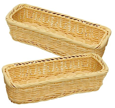 TOPBATHY Woven Spice Jar and Cutlery Organizer Basket Set, Multifunctional Kitchen Storage Box in Beige, 2pcs Woven Food Holder Baskets for Desktop and Countertop Organization