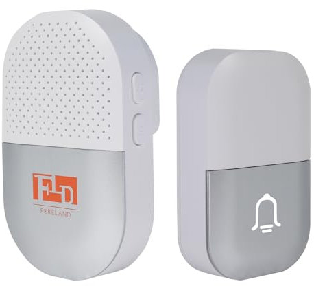 FORELAND Campanello senza fili alimentato a batteria, 110 dB campanello senza fili, 38 melodie, funziona fino a 152,4 m, campanello senza fili lampeggiante a LED con modalità muto, uso esterno