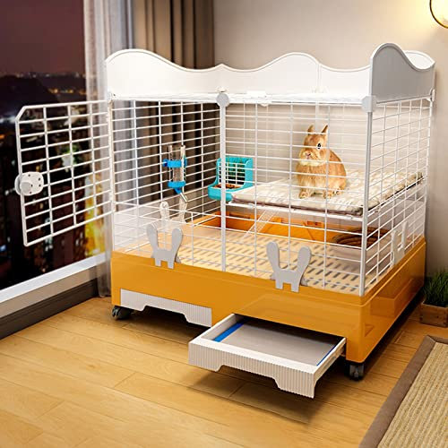 GODFSAHG Häschenkäfig,Kaninchenstall für drinnen und draußen,Kaninchenkäfig mit 2 tiefen Ausziehwannen und Urinschutz,Meerschweinchenkäfig,Metalldrahtgeflecht,Villa für Eichhörnchen/Me