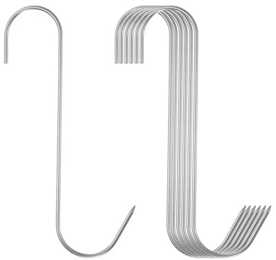 QUARKZMAN 6pz 180mm Ganci per Carne in Acciaio Inossidabile 304 Gancio Macellaio a Forma di S per Appendere Carne Affumicatura Grigliatura Costine Manzo BBQ (Carico MAX 5 kg)