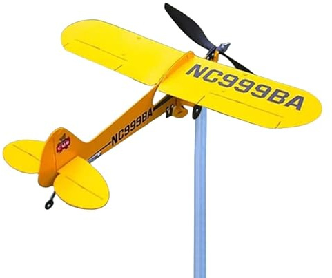 Airplane Wind Spinner, Handmade Piper J3, Float Plane Weathervane, 13.77x11.02x1.96in Metal Decoration, for Lovers, Outdoor Garden Ornament Material: Iron