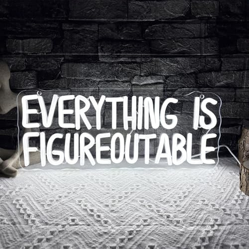 Mutank Everything is Figureoutable Neon Sign, USB Powered Dimmable LED Motivational Neon Light, for Inspirational Office Decor Workspace School Room Desk Wall Decor, Gift For Entrepreneur(15.7*6.2 in)