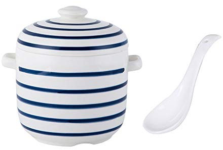 Olla esmaltada, Sopa de cebolla francesa Barabalización de sopa de vapor segura Tazón de guiso de cerámica con tapa for sopa de cocina, estofado, chile(C,1050ml)