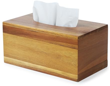 YANGQIHOME Taschentuchbox Holz aus Akazie Rechteckige Kosmetiktücherbox Taschentuchbox Abdeckung für Bad, Wohnzimmer und Büro, 25 x 14,5 x 12 cm
