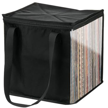Record Storage Box, Foldable Vinyl Record Storage Case with Handles, Portable Album Collection Display Box, Dust-Proof LP Organiser for Collecting Valuable Albums