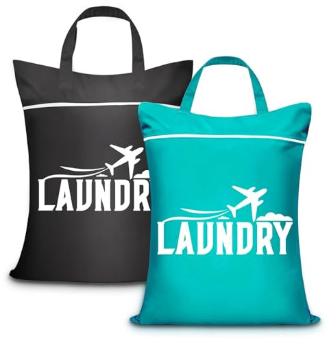 Dulynva 2Pcs Bolsa Ropa Sucia Viaje Impermeables Laundry Bag Reutilizable Bolsa Húmeda Seca Plegable Wet Dry Bag con Cremallera para Gimnasio, Natación, Hogar, Viaje, 46 x 58 cm