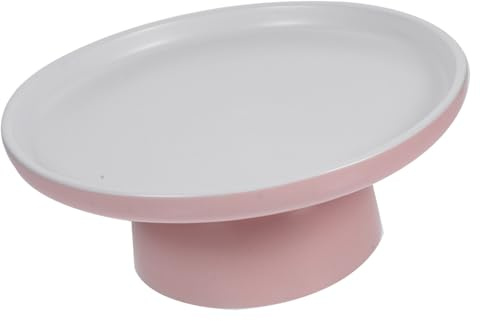 Rosa Porzellan Kuchenständer mit Fuß, Runde Dessertplatte für Torten | Breiter Gewichteter Standfuß, Glatte Oberfläche, Pflegeleicht und Formbeständig, Elegante Vintage Ausführung für Süße Speisen