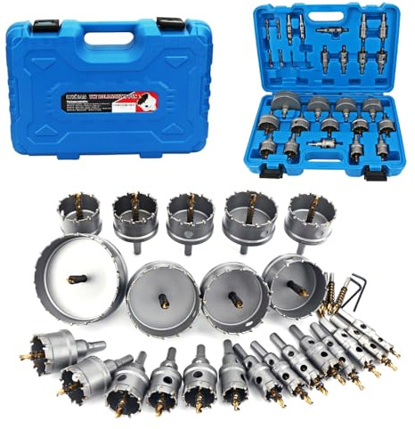 27pcs Hartmetall-Lochsägen-Set mit Bohrern,13-100 mm Metall Lochsäge Bohrer Set,TCT Carbid Lochsägen-Set für Edelstahl,Eisen,Holz,Kunststoff