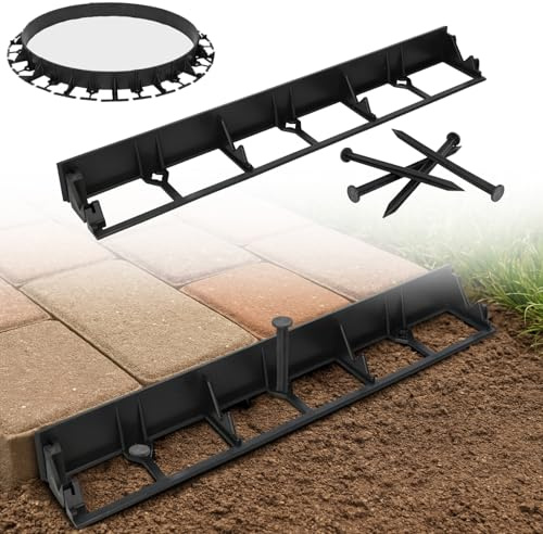 GARDENIX Bordo flessibile per prato in plastica, 10 m, altezza 45 mm, bordo per pavimentazione con 30 ancoraggi a terra, bordo per tagliaerba e aiuole, in plastica riciclata