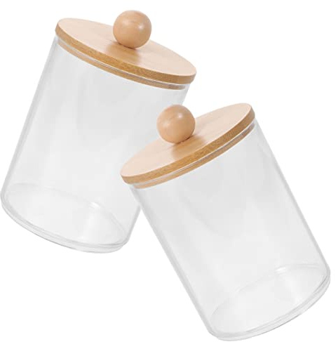 iplusmile 2 pièces Boîte Rangement Coton Tige Transparente Conteneurs Cosmétiques Compacts pour Salle de Bain Design Simple et Durable Organiseur Maquillage Élégant pour Bureau et Coiffeuse