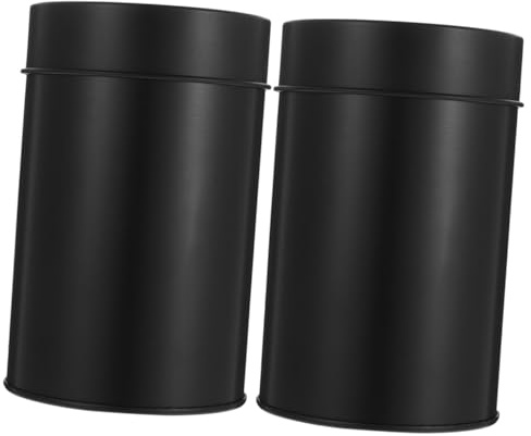 CIYODO 2Pcs Black Tea Tin Canisters with Airtight Lids Food Storage Containers for Loose Leaf Tea Coffee Beans Portable Kitchen Storage Jars for Home and Travel