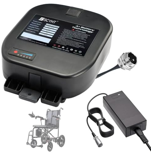 SSCYHT Batería Litio 24 V 10 Ah 7,8 Ah Baterías Repuesto 10 Ah Baterías de Iones de Litio 24 V Baterías Silla Ruedas para Motor 100 W a 240 W con Cargador y BMS,24v10ah gx20 Male