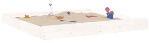 Bac à Sable en Bois, Jeux Extérieur Enfant avec sièges Blanc carré Bois de pin Massif 200 x 200 x 20 cm