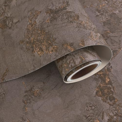 VaryPaper Thick Brown Gold Marble Peel and Stick Wallpaper 40cmx200cm Marble Effect Sticky Back Plastic Retro Brown Granite Wallpaper for Bathroom Hallway Kitchen Vinyl Wrap for Worktop Cupboards