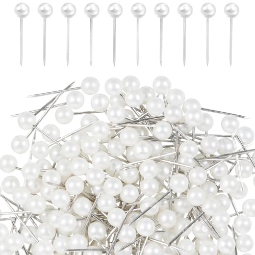 200 Stück Stecknadeln mit Kopf Groß, 1,6cm Lange Stecknadel, Weiße Schneidernadeln Quiltnadeln für Schneiderschmuck Nähen Säumen Craft DIY Dekoration Nähprojekte Kunsthandwerk
