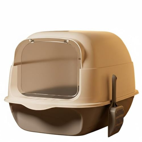 MotiveTech Caja de Arena Grande con Tapa Antiolores Arenero Cerrado para Gatos Incluye Pala Inodoro Cubierto para Gatos para Gatitos, Gris