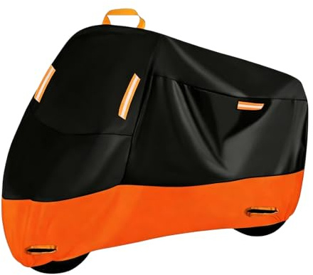 Vexnaro Housse Moto Exterieur Imperméable 210D, Bache Protection Contre Pluie Poussière UV Vent Soleil, Couverture pour Scooter Moto Trail Custom, pour Usage Hiver Été 230x 105x 125 cm (XL)