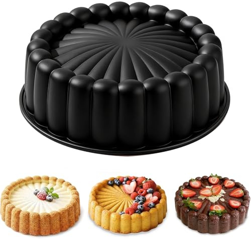 YXHZVON Moule Gâteau Rond 20cm Moule Charlotte Silicone Forme Fleurs Noir | Qualité Alimentaire Silicone Sans BPA Antiadhésif Moule Gâteau en Forme de Fleurs pour le four Congélateur et lave-Vaisselle