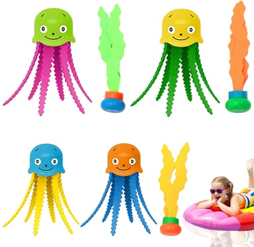 Tsawntd Poolspielzeug, 7-teilig, Oktopus- und Algen-Tauchspielzeug für Kinder, Sommer-Wasserspiele, Poolspiele
