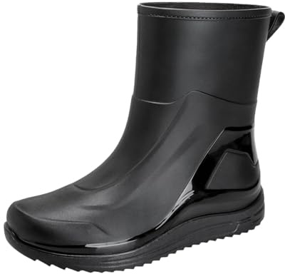 Generisch Stivali in gomma da uomo, impermeabili, mezza altezza, 43, antiscivolo, con plateau, stivali da trekking, per attività all'aperto, tempo libero, scarpe da giardino alla moda, Nero , 41 EU