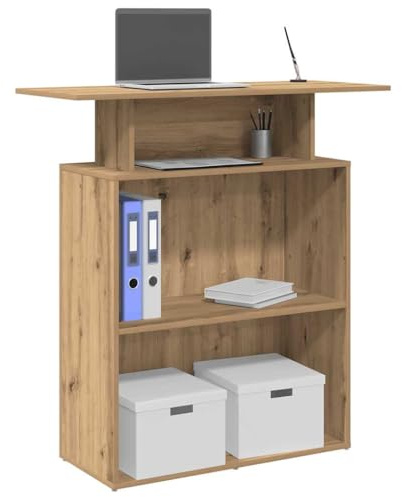 TEKGHUT Empfangstheke Artisan-Eiche 100x40x104 cm aus Holzwerkstoff mit integriertem Regal, hohen Seitenwänden für diskrete Interaktionen und vielseitigem Design für Büro, Hotel