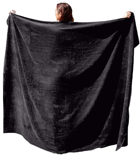 Kapart Strandhandtuch Schwarz I Handtuch XXL I Badehandtuch Groß I Strandtuch XXL I Großes Strandtuch I Saunatuch I Badetuch in Übergrößen 100 x 220 cm
