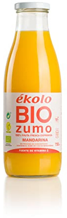 Ekolo Zumo de Mandarina Ecológico, 100% Exprimido, 6 Botellas x 750 ml, 4500 ml