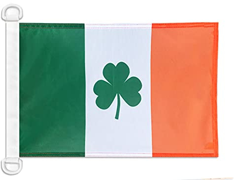 BANDERA NAUTICA de IRLANDA CON TRÉBOL 45x30cm - Pabellón de conveniencia IRLANDESA 30 x 45 cm anillos - AZ FLAG