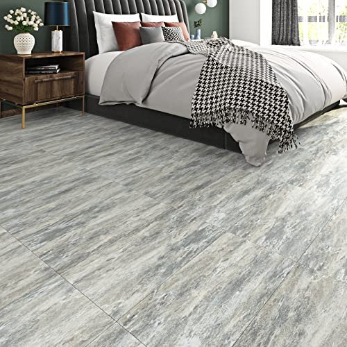 FunStick Sol PVC Adhesif Revêtement de Sol Effet Béton 30X60CM 5 Dalles PVC Adhesives Sols Salle de Bain Carrelage Adhésif Cuisine Vinyle Adhesif Sols Salon Mur Lavable Carreaux Adhésif Pierre Optique