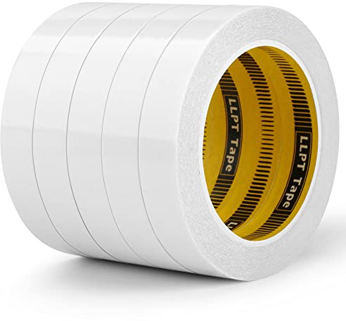 LLPT Ruban Adhésif Double Face 19mm x 15m 5 Rouleaux | Viscosité Translucide Papier Déchirable à la Main Ultra Fin Pour Bricolage Artisanat Scrapbooking Fait à la Main