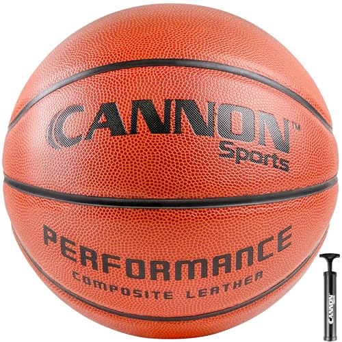 Cannon Sports Basketball aus Lederverbundstoff, offizielle Größe, für drinnen und draußen, mit Ballpumpe, offizielle Größe 7, 74,9 cm, Orange