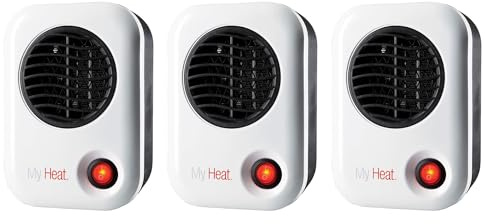 Lasko 101 MyHeat 200 Watt Small Energy Efficient Portable Electric Ceramic Space Heater w/Cool Touch Exterior for Office Desk & Home, White (3 Pack)